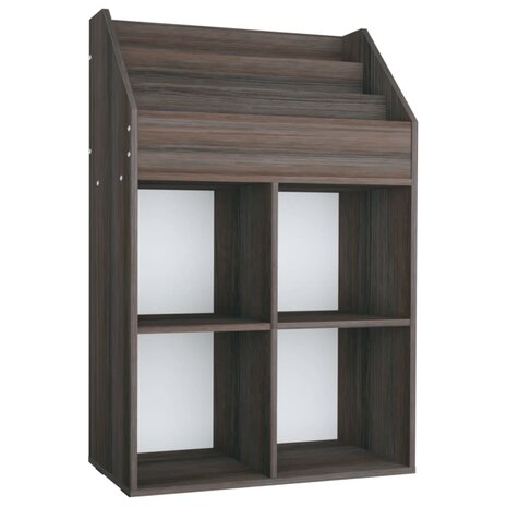 Kindertijdschriftenrek 71x30x114 cm bewerkt hout grijs en eiken 2
