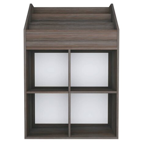 Kindertijdschriftenrek 71x30x114 cm bewerkt hout grijs en eiken 3