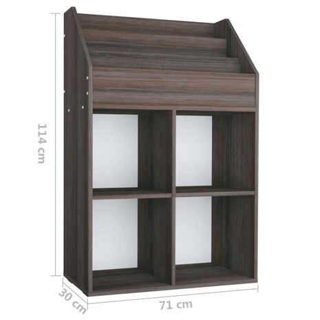 Kindertijdschriftenrek 71x30x114 cm bewerkt hout grijs en eiken 6