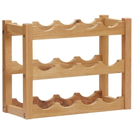 Wijnrek voor 12 flessen 47x21x36 cm massief eikenhout 1
