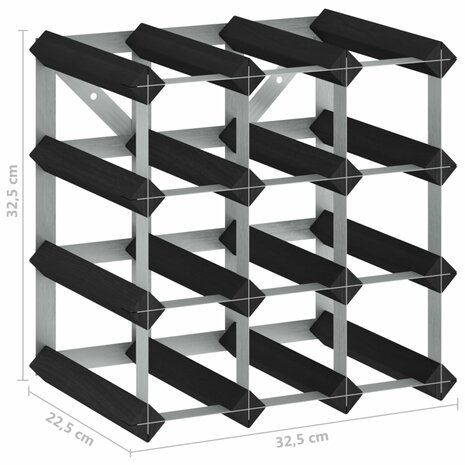 Wijnrek voor 12 flessen massief grenenhout zwart 5