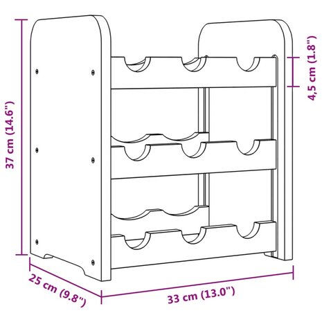 Wijnrek 33x25x37 cm massief grenenhout 9