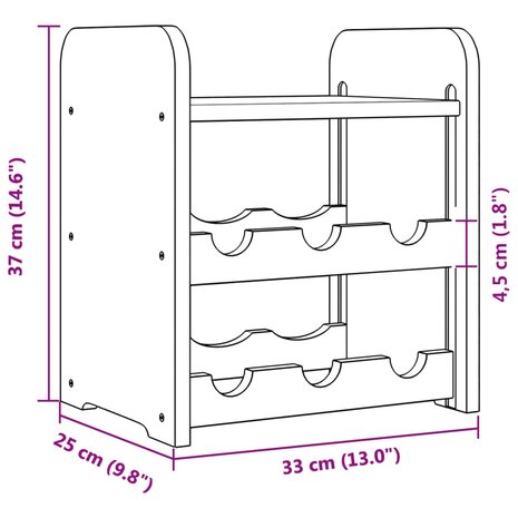 Wijnrek met bovenblad 33x25x37 cm massief grenenhout 9