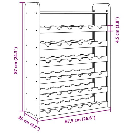 Wijnrek met bovenblad 67,5x25x87 cm massief grenenhout 9