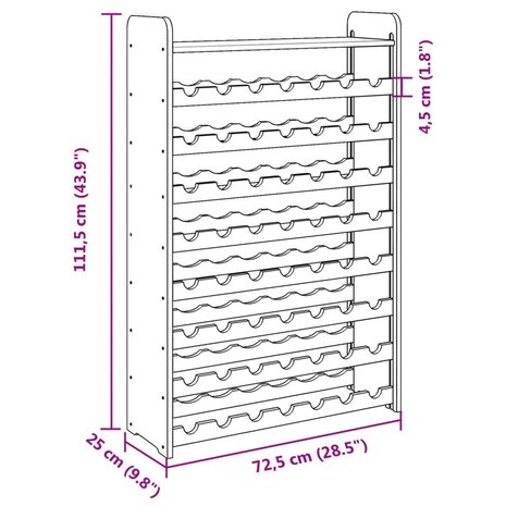 Wijnrek met bovenblad 72,5x25x111,5 cm massief grenenhout 9