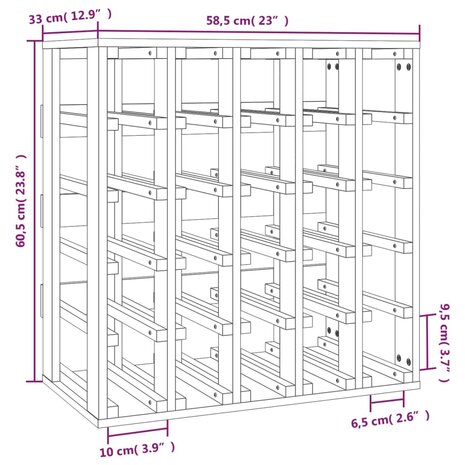 Wijnrek 58,5x33x60,5 cm massief grenenhout 8