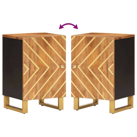 Badkamerkast 38x33,5x58 cm massief mangohout bruin en zwart 7