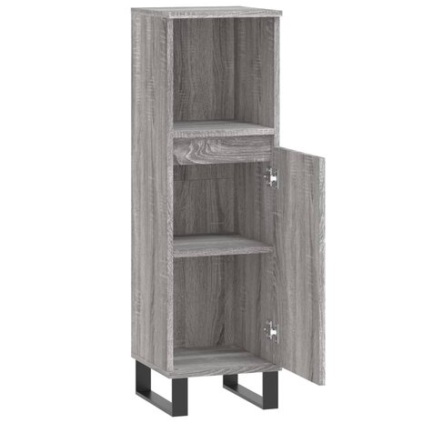 Badkamerkast 30x30x100 cm bewerkt hout grijs sonoma eikenkleur 5