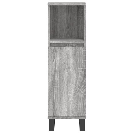 Badkamerkast 30x30x100 cm bewerkt hout grijs sonoma eikenkleur 6