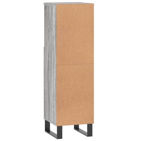 Badkamerkast 30x30x100 cm bewerkt hout grijs sonoma eikenkleur 8