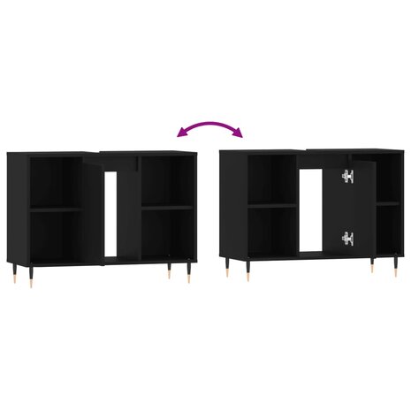 Badkamerkast 80x33x60 cm bewerkt hout zwart 9
