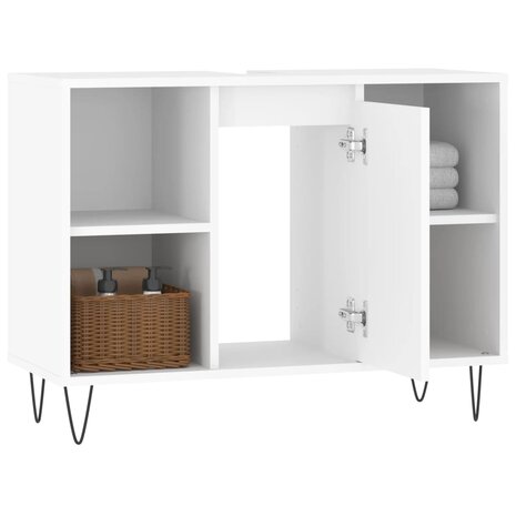 Badkamerkast 80x33x60 cm bewerkt hout wit 4