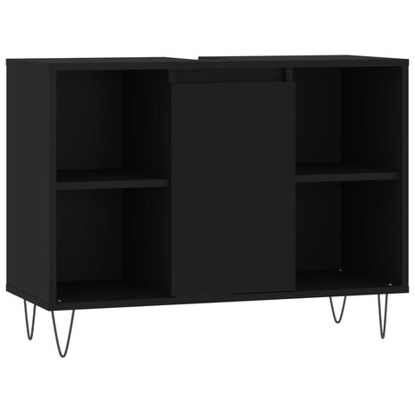 Badkamerkast 80x33x60 cm bewerkt hout zwart 2