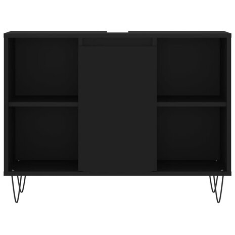 Badkamerkast 80x33x60 cm bewerkt hout zwart 5