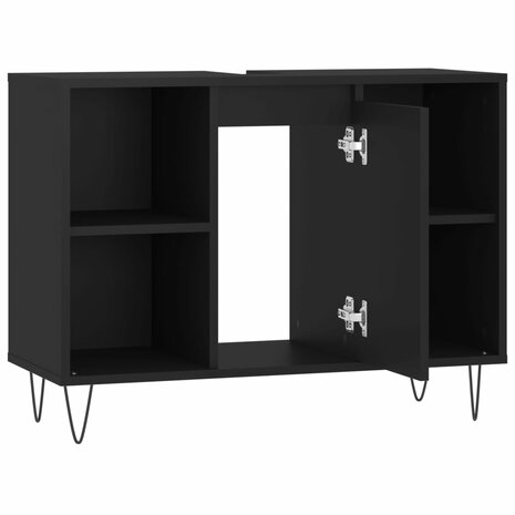 Badkamerkast 80x33x60 cm bewerkt hout zwart 6