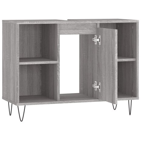 Badkamerkast 80x33x60 cm bewerkt hout grijs sonoma eikenkleurig 6