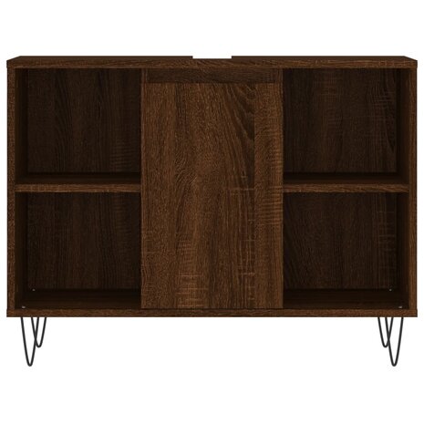 Badkamerkast 80x33x60 cm bewerkt hout bruin eikenkleur 5