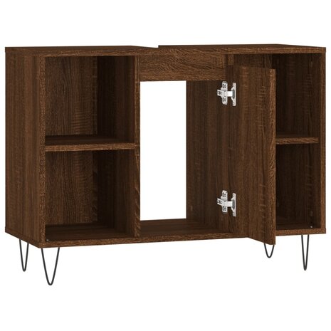 Badkamerkast 80x33x60 cm bewerkt hout bruin eikenkleur 6