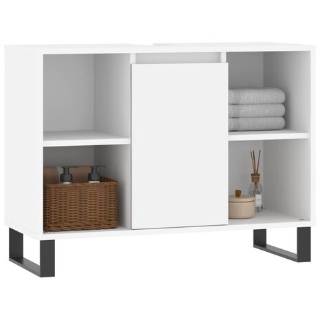 Badkamerkast 80x33x60 cm bewerkt hout wit 3