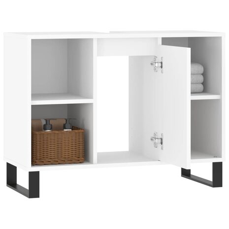 Badkamerkast 80x33x60 cm bewerkt hout wit 4