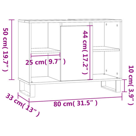 Badkamerkast 80x33x60 cm bewerkt hout wit 12