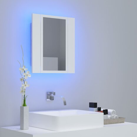 Badkamerkast met spiegel en LED 40x12x45 cm acryl wit 3