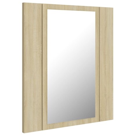 Badkamerkast met spiegel LED 40x12x45 acryl sonoma eikenkleurig 8