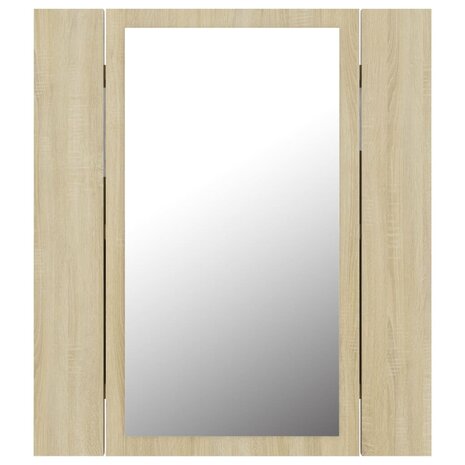 Badkamerkast met spiegel LED 40x12x45 acryl sonoma eikenkleurig 9
