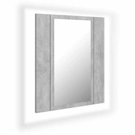 Badkamerkast met spiegel en LED 40x12x45 cm acryl betongrijs 2
