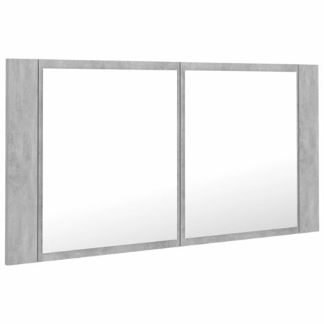 Badkamerkast met spiegel en LED 90x12x45 cm acryl betongrijs 8
