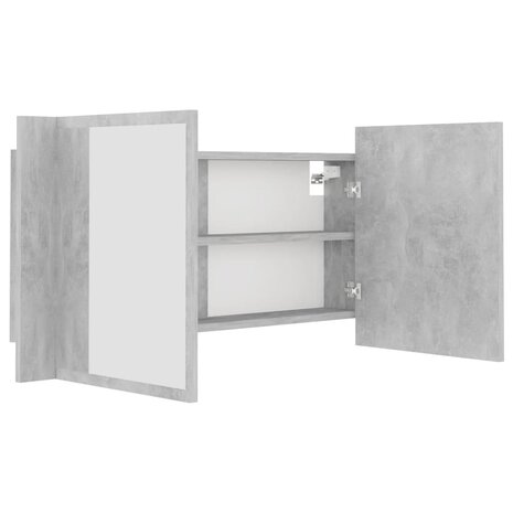 Badkamerkast met spiegel en LED 90x12x45 cm acryl betongrijs 11