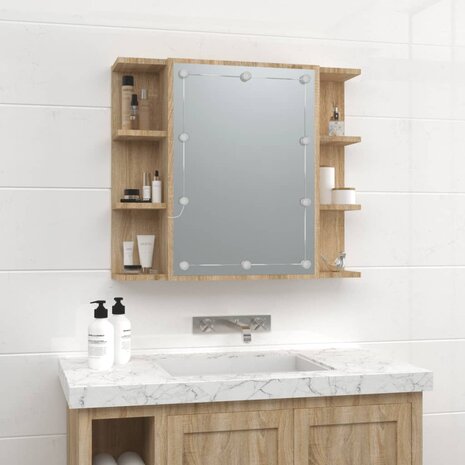 Spiegelkast met LED-verlichting 70x16,5x60 cm sonoma eikenkleur 4