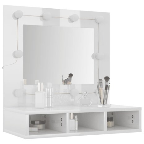 Spiegelkast met LED-verlichting 60x31,5x62 cm hoogglans wit 12