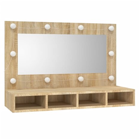 Spiegelkast met LED-verlichting 90x31,5x62 cm sonoma eikenkleur 3