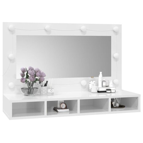 Spiegelkast met LED-verlichting 90x31,5x62 cm hoogglans wit 11