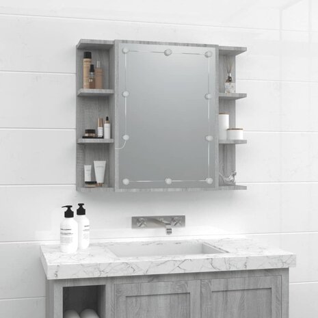 Spiegelkast met LED-verlichting 70x16,5x60 cm grijs sonoma 4