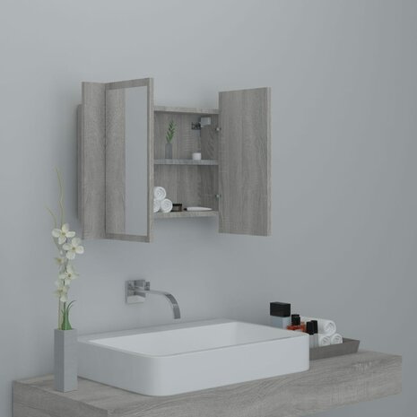 Spiegelkast LED 60x12x45 cm bewerkt hout grijs sonoma eiken 6