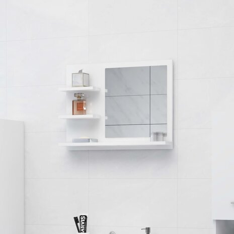 Badkamerspiegel 60x10,5x45 cm bewerkt hout hoogglans wit 1