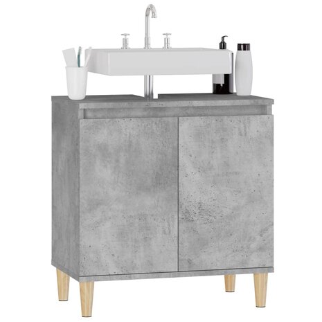 Wastafelkast 58x33x60 cm bewerkt hout betongrijs 4