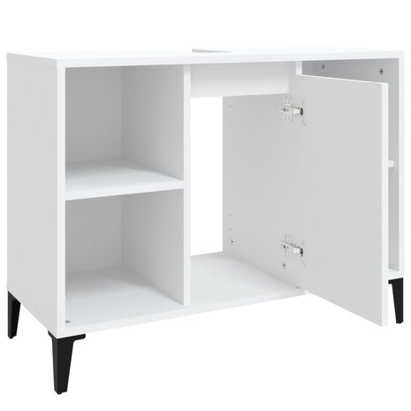Wastafelkast 80x33x60 cm bewerkt hout wit 7