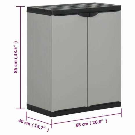 Tuinafvalkast 68x40x85 cm polypropeen grijs en zwart 11