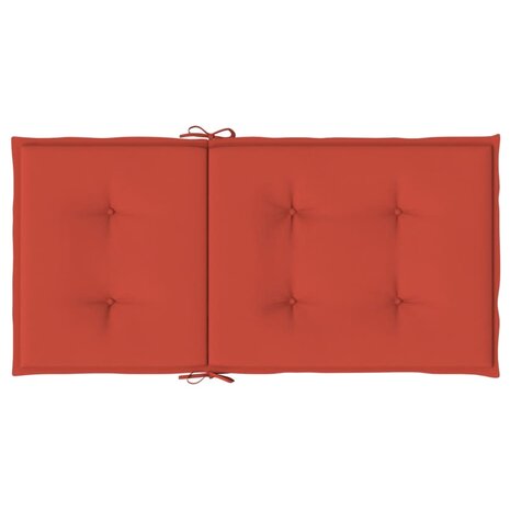 Stoelkussens 2 st lage rug 100x50x4 cm stof gemêleerd rood 5