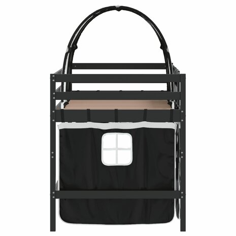 Kinderhoogslaper met tunnel 90x200 cm grenenhout wit en zwart 8