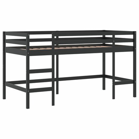 Kinderhoogslaper met tunnel 90x190 cm grenenhout wit en zwart 6