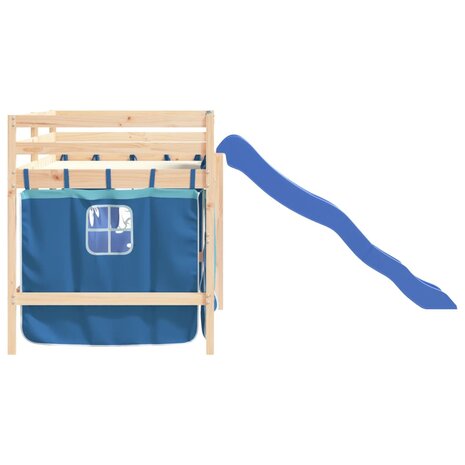 Kinderhoogslaper met gordijnen 80x200 cm grenenhout blauw 6