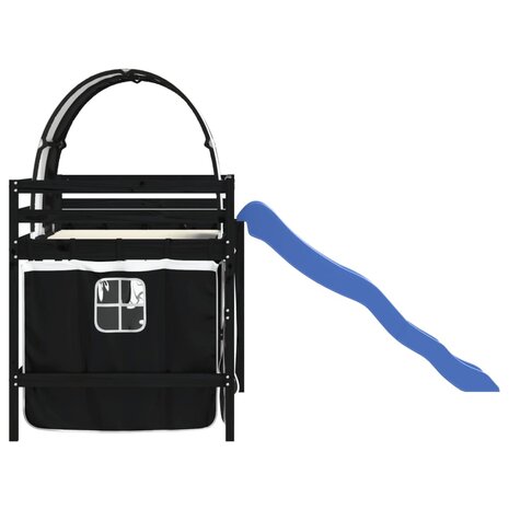 Kinderhoogslaper met tunnel 80x200 cm grenenhout wit en zwart 6