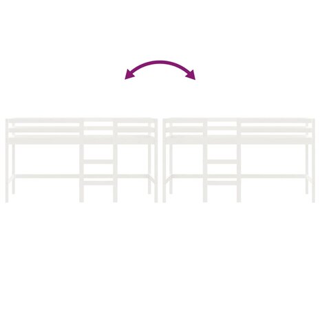 Kinderhoogslaper met ladder 80x200 cm massief grenenhout wit 8