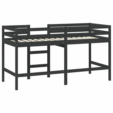 Kinderhoogslaper met ladder 90x190 cm massief grenenhout zwart 7