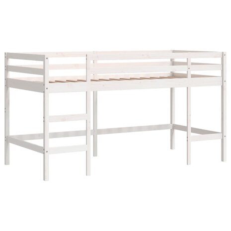 Kinderhoogslaper met ladder 90x200 cm massief grenenhout wit 2