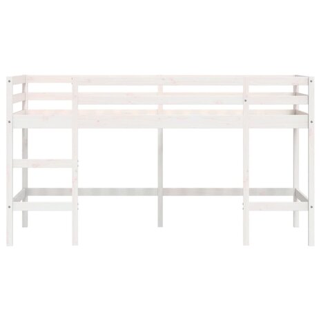 Kinderhoogslaper met ladder 90x200 cm massief grenenhout wit 5